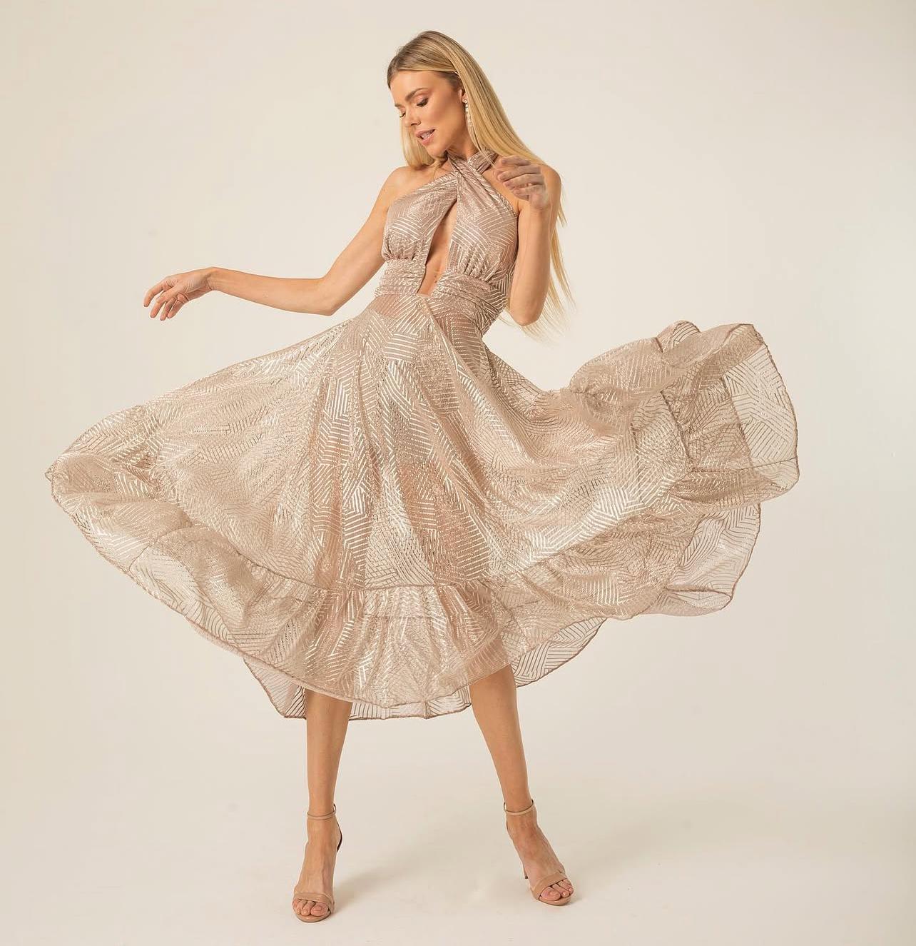 VESTIDO MIDI GOLD