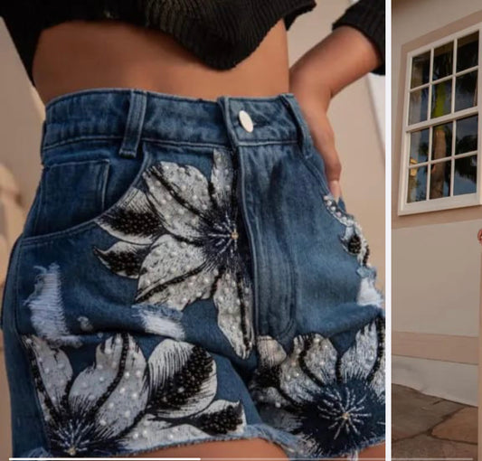 SHORT JEANS BORDADO